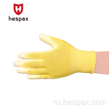 HESPAX 13G Polyester EN388 PU Рабочие перчатки